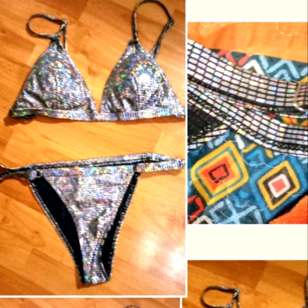 3 for $20. NWOT, SEXY SHINY SILVER BIKINI